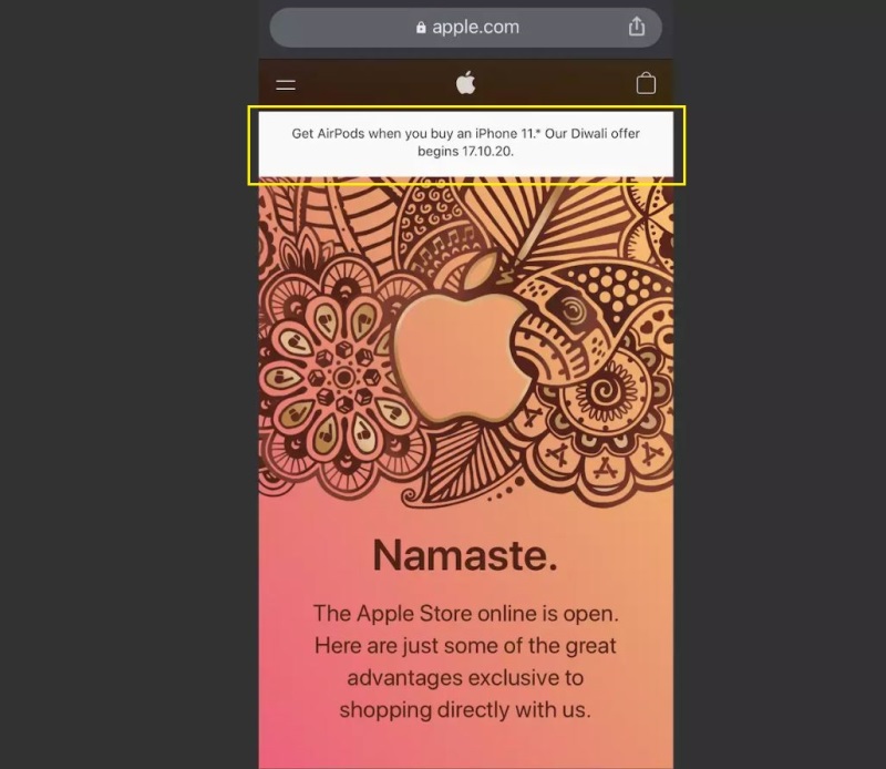 庆祝排灯节，印度用户买苹果iPhone 11就送AirPods