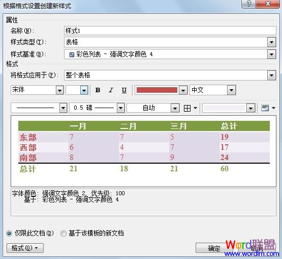 word设置默认字体 在Word2010中创建自定义的表格样式