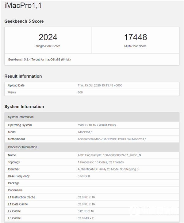 AMD锐龙9 5950X现身GeekBench：单核性能超2020分破纪录