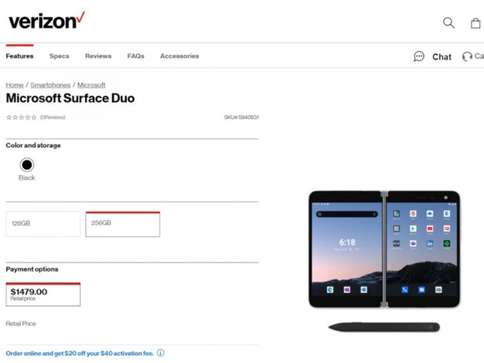 AT&amp;T独占期结束 Verizon上线Surface Duo产品预订