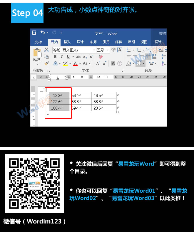 Word表格小数点对齐 易雪龙玩Word:实现Word表格中的小数点对齐