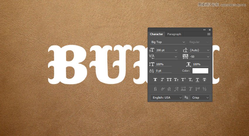 使用PS图层样式制作皮革艺术字