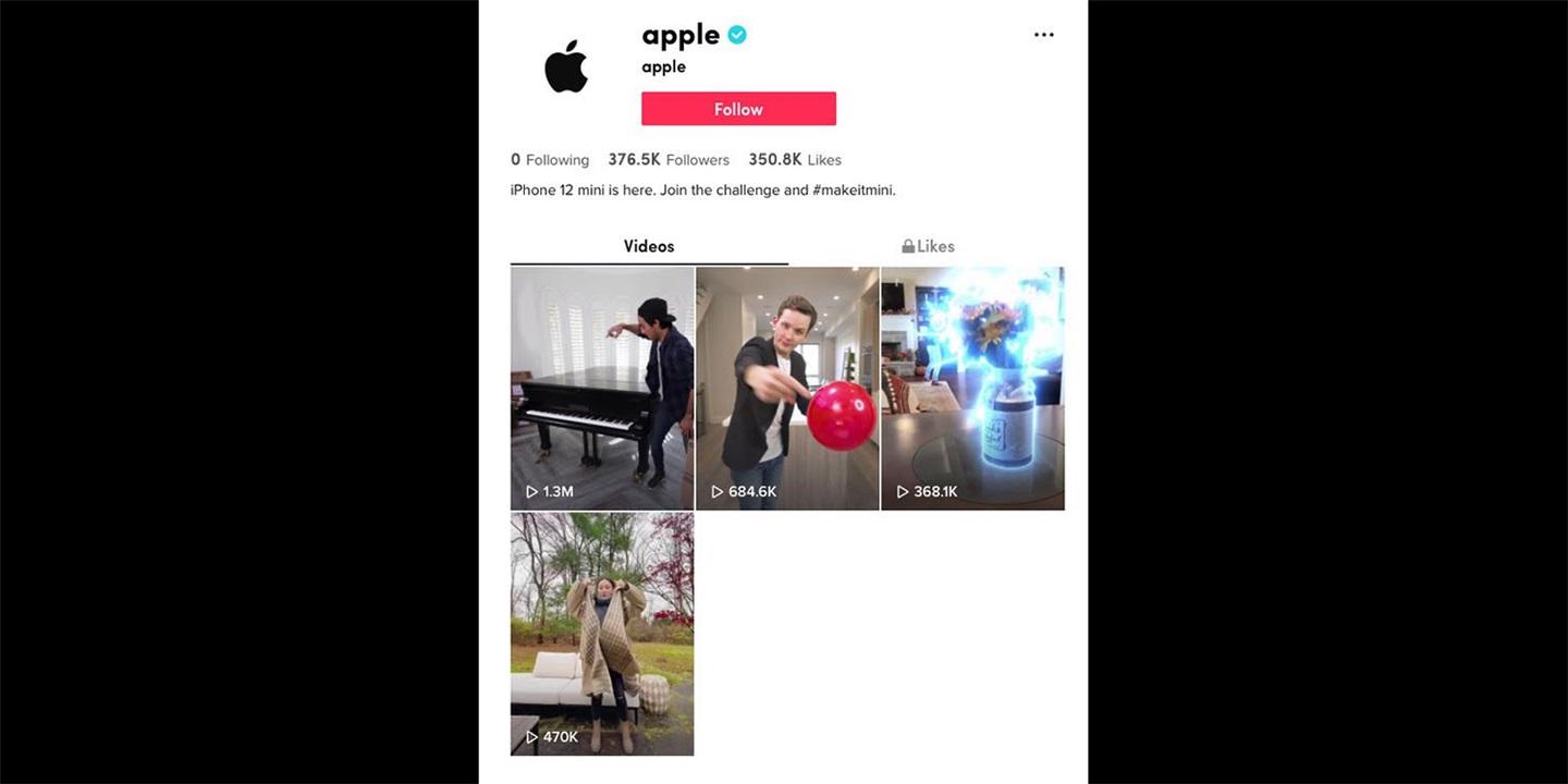 苹果开始使用 TikTok ：视频宣传 iPhone 12 mini 小巧尺寸，Pro 还能变 mini