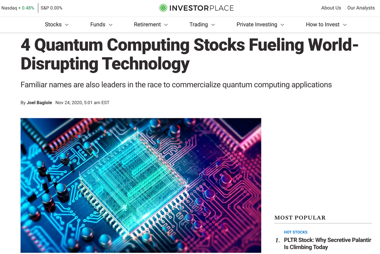 全球权威投资机构InvestorPlace：百度是量子计算应用商业化先驱企业