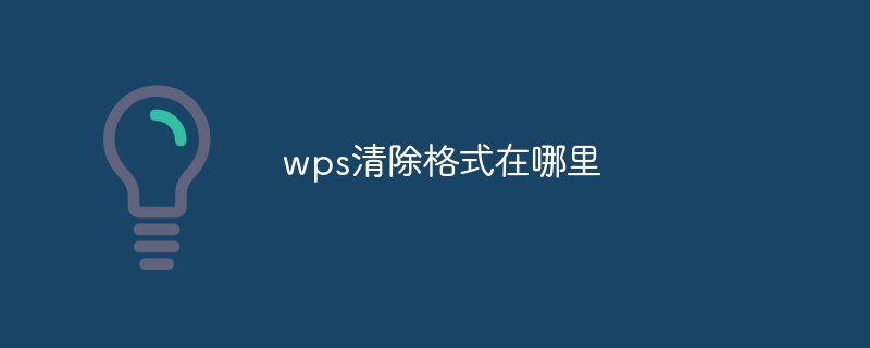 wps清除格式在哪里