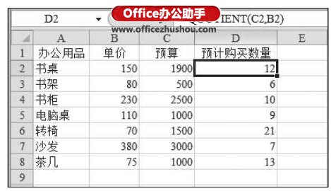 excel if函数的使用方法实例 QUOTIENT函数的公式语法及使用方法实例