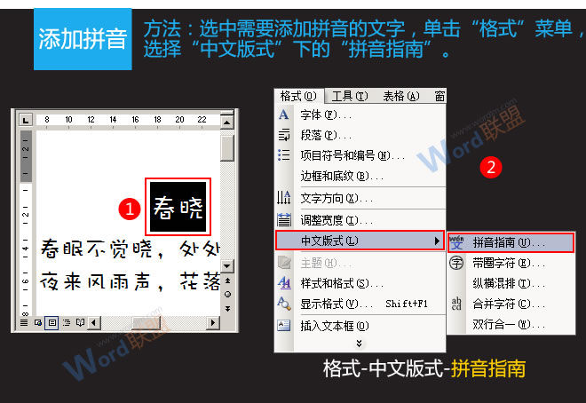 Word标注拼音 详解Word2003如何添加拼音标注