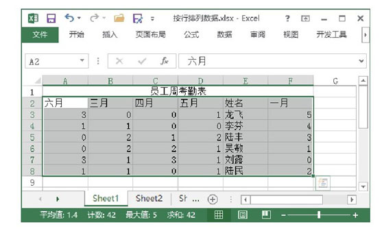 excel工作表排列 Excel工作表中数据按行排列的方法