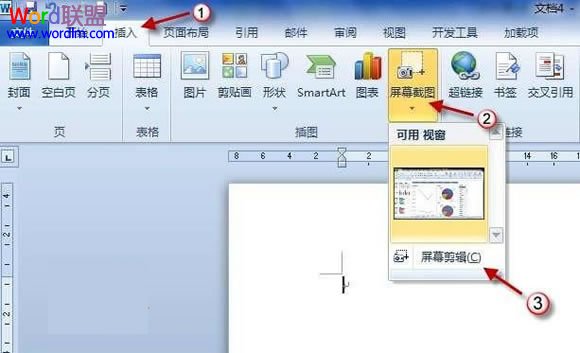 word屏幕截图 Word2010屏幕截图插入功能如何使用？