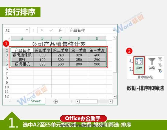 excel多列数据排序 Excel中数据按行和按列排序的方法