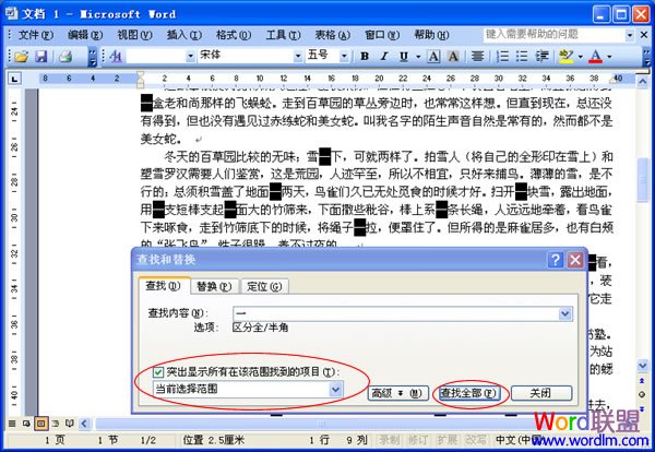 Word查找替换功能 Word2003中查找替换功能 最全面完美的使用大全