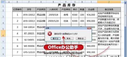 excel单元格字符限制 限制Excel单元格中允许输入的字符个数的方法