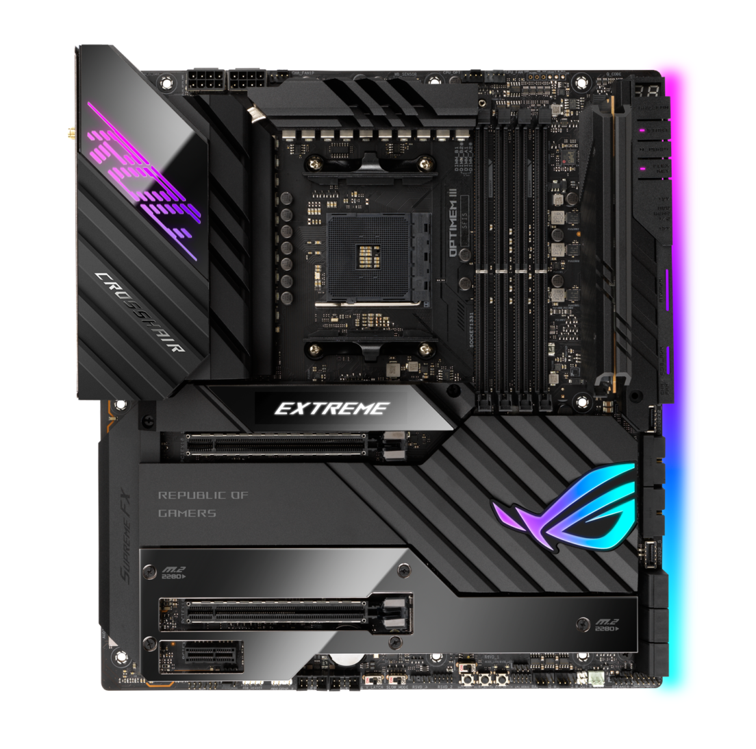 华硕发布 ROG Crosshair VIII Extreme X570 主板：5 个 M.2 插槽