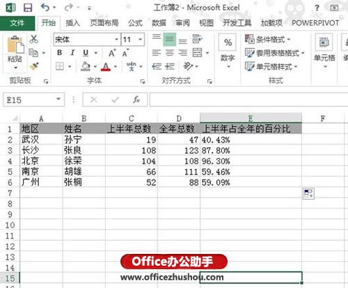 使用text函数实现Excel2013单元格内容转为百分比形式