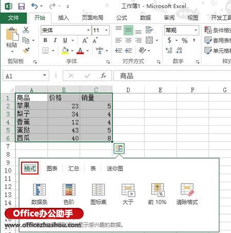 excel表格中函数的使用方法 Excel 2013表格快速分析功能的使用方法