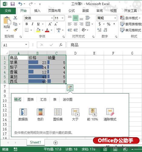 excel表格中函数的使用方法 Excel 2013表格快速分析功能的使用方法