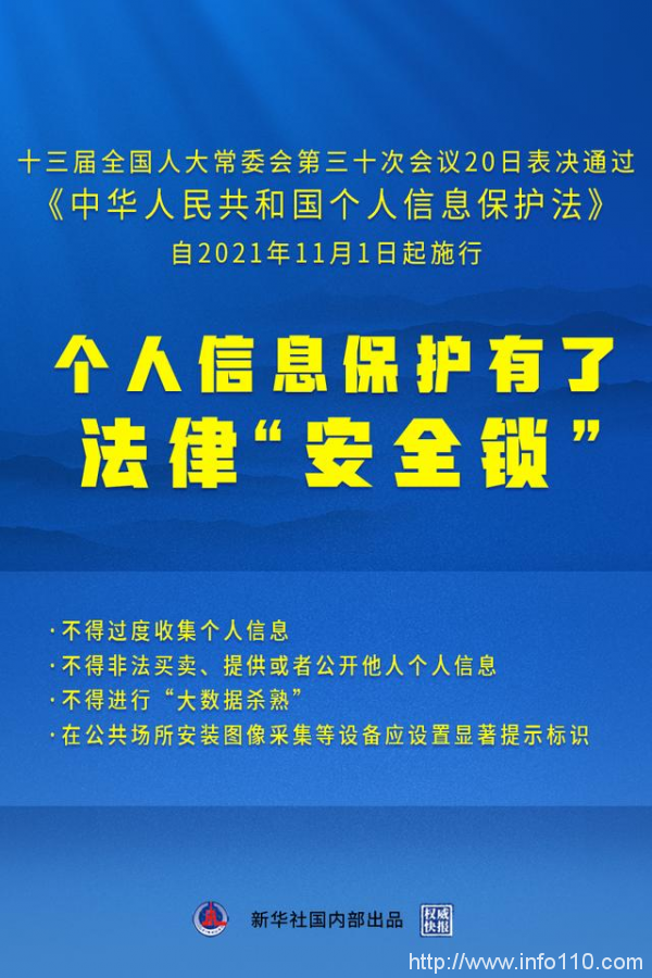 《个人信息保护法》通过！11月1日起施行