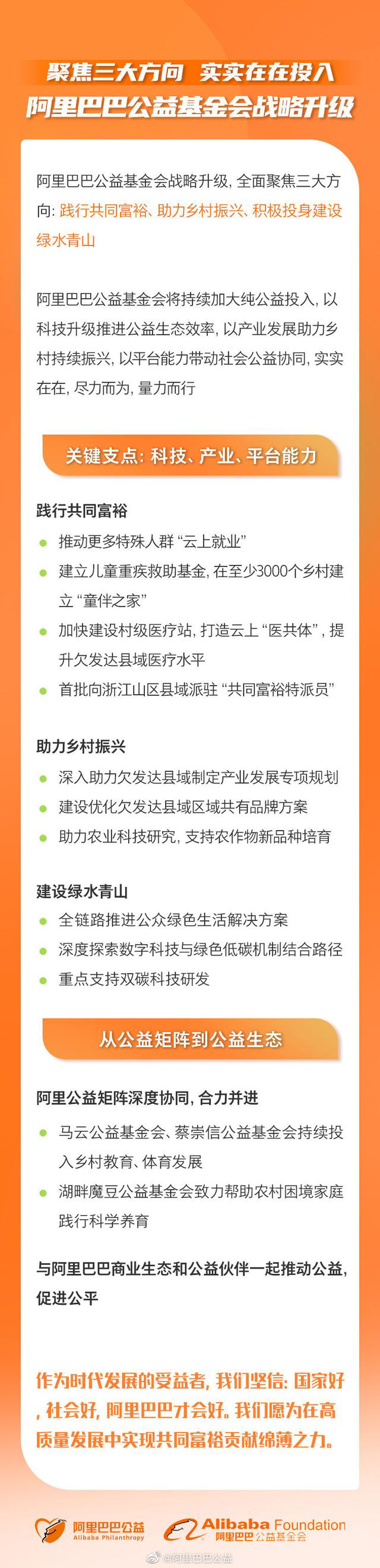 阿里公益基金会战略升级：聚焦共同富裕、乡村振兴、绿水青山