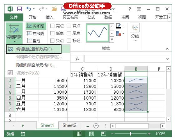 excel怎么创建工作表 在Excel工作表中创建迷你图并对其进行设置的方法