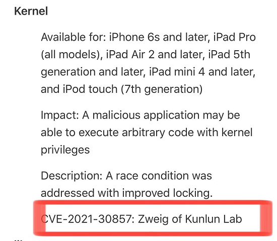 iOS 15全球更新，昆仑实验室协助修复高危漏洞获苹果官方致谢