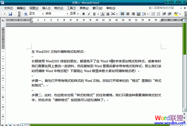 word文档如何清除样式 在Word2003文档中清除格式和样式