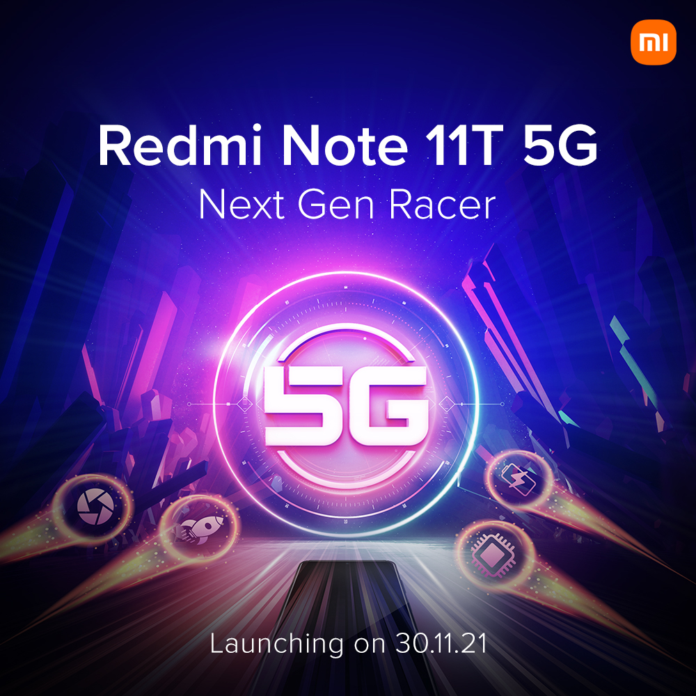 Redmi Note 11T 5G 官宣：将于 11 月 30 日在印度推出