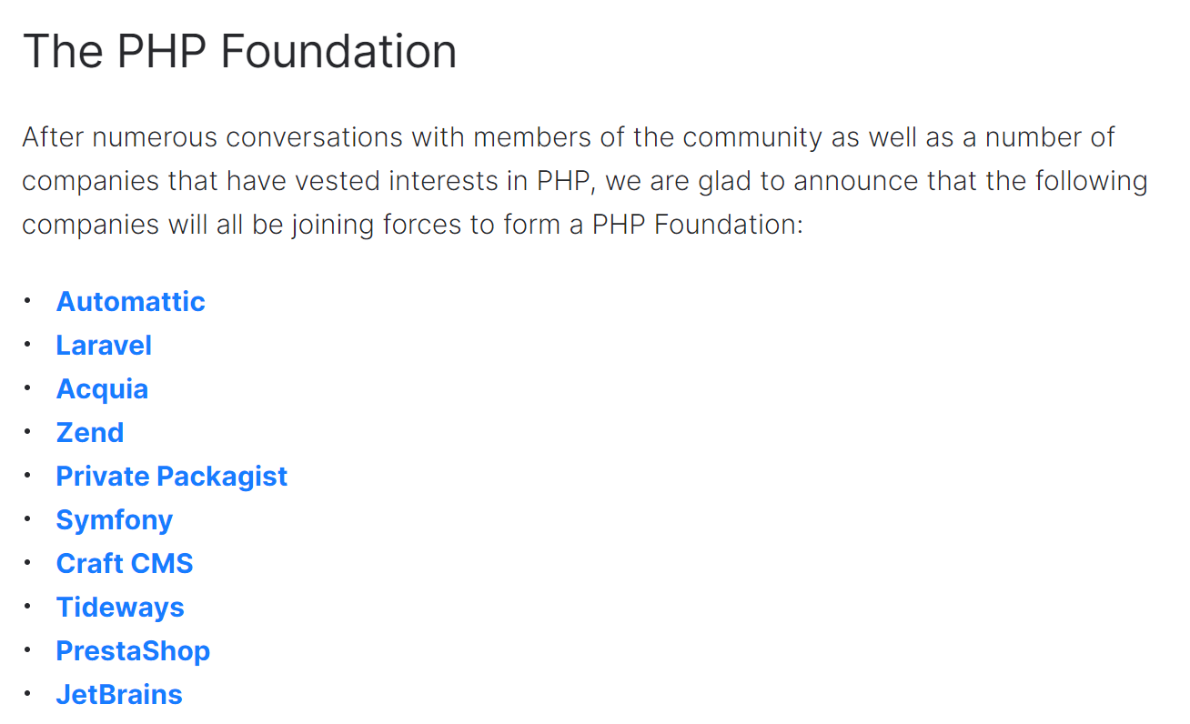 JetBrains 等多家公司宣布成立 PHP 基金会