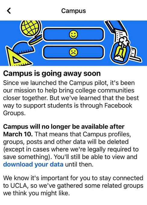 上线不到两年！Facebook 宣布关闭校内应用 Campus