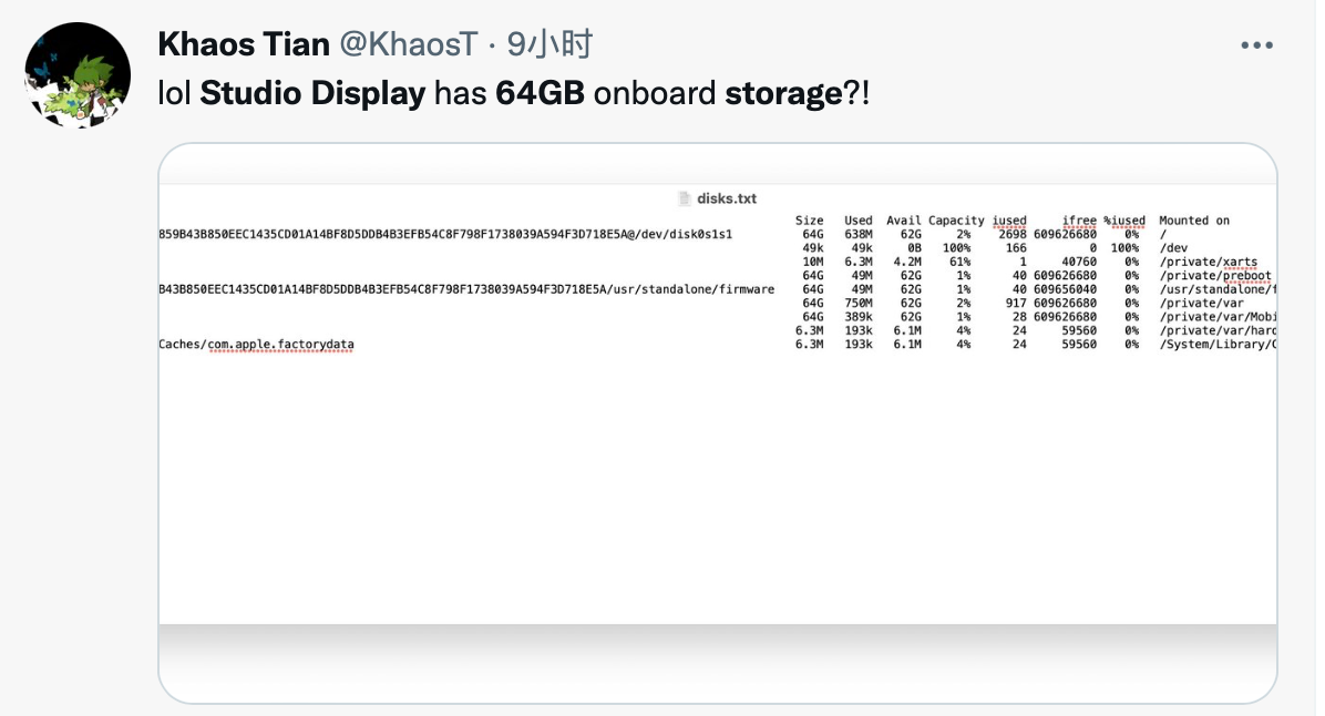 塞了一部 iPhone 11？消息称苹果 Studio Display 显示器内置 64GB 闪存