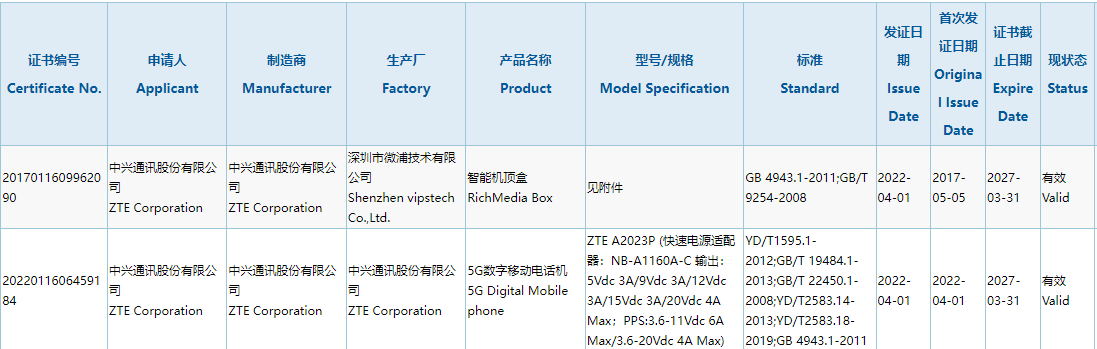 中兴新机 3C 入网：搭载高通骁龙 8，支持 80W 快充