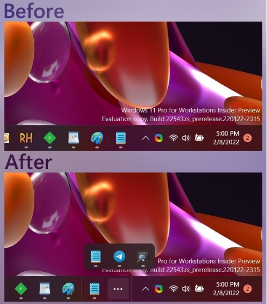Win11预览版上线全新极简任务栏：经典拖放功能真没了