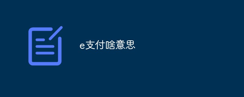 e支付啥意思