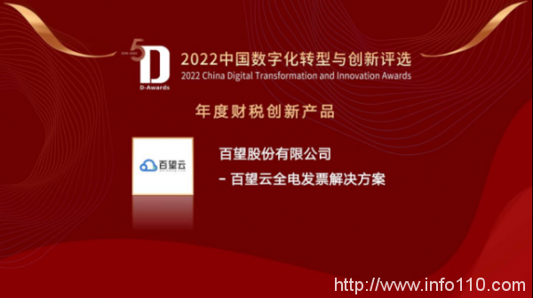 百望云斩获2022中国数字化转型与创新“财税创新产品奖”